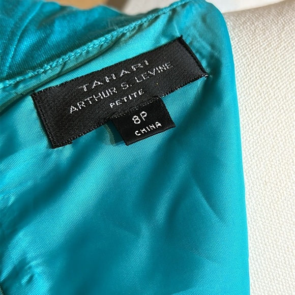 Tahari ASL Vibrant Teal Ruffle Mini Dress - Picture 4 of 4
